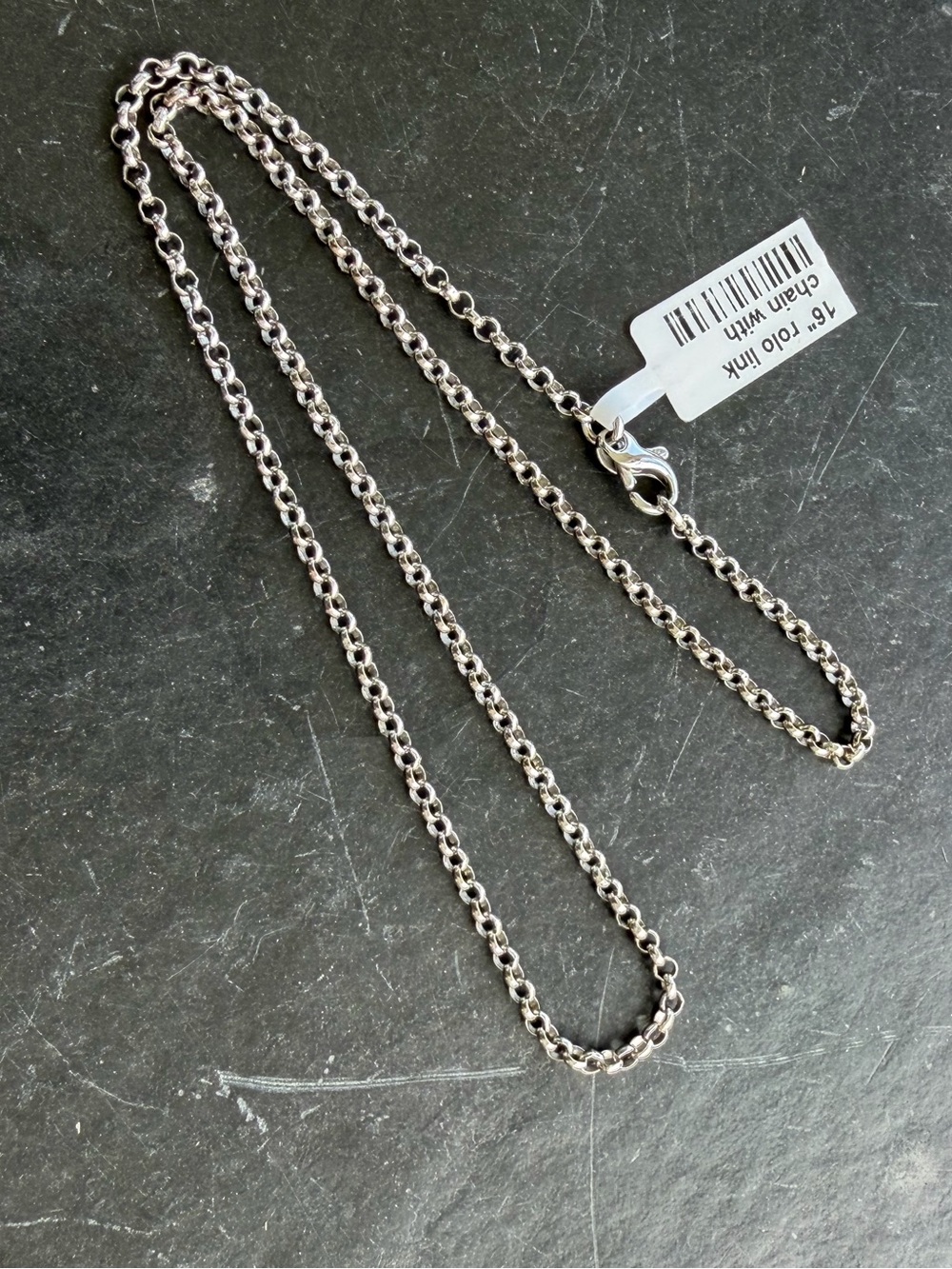 14kt. White Gold Rolo  Link Necklace 16” long